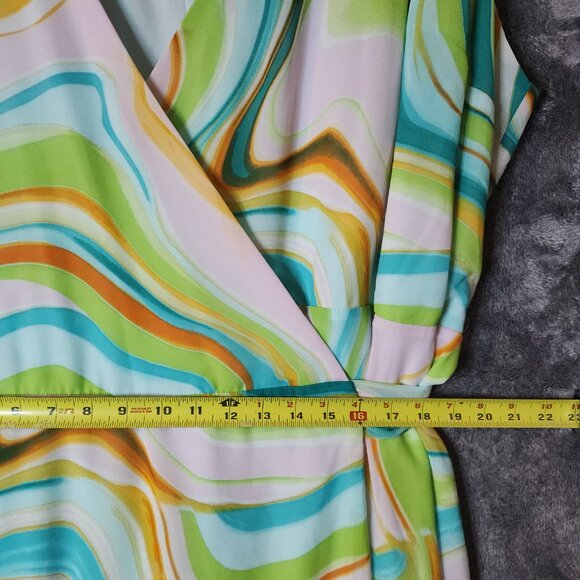 NWT PLUS SIZE Ashley Stewart SZ 26/28 Women's Maxi Dress Tie Back V Neck - Picture 7 of 9